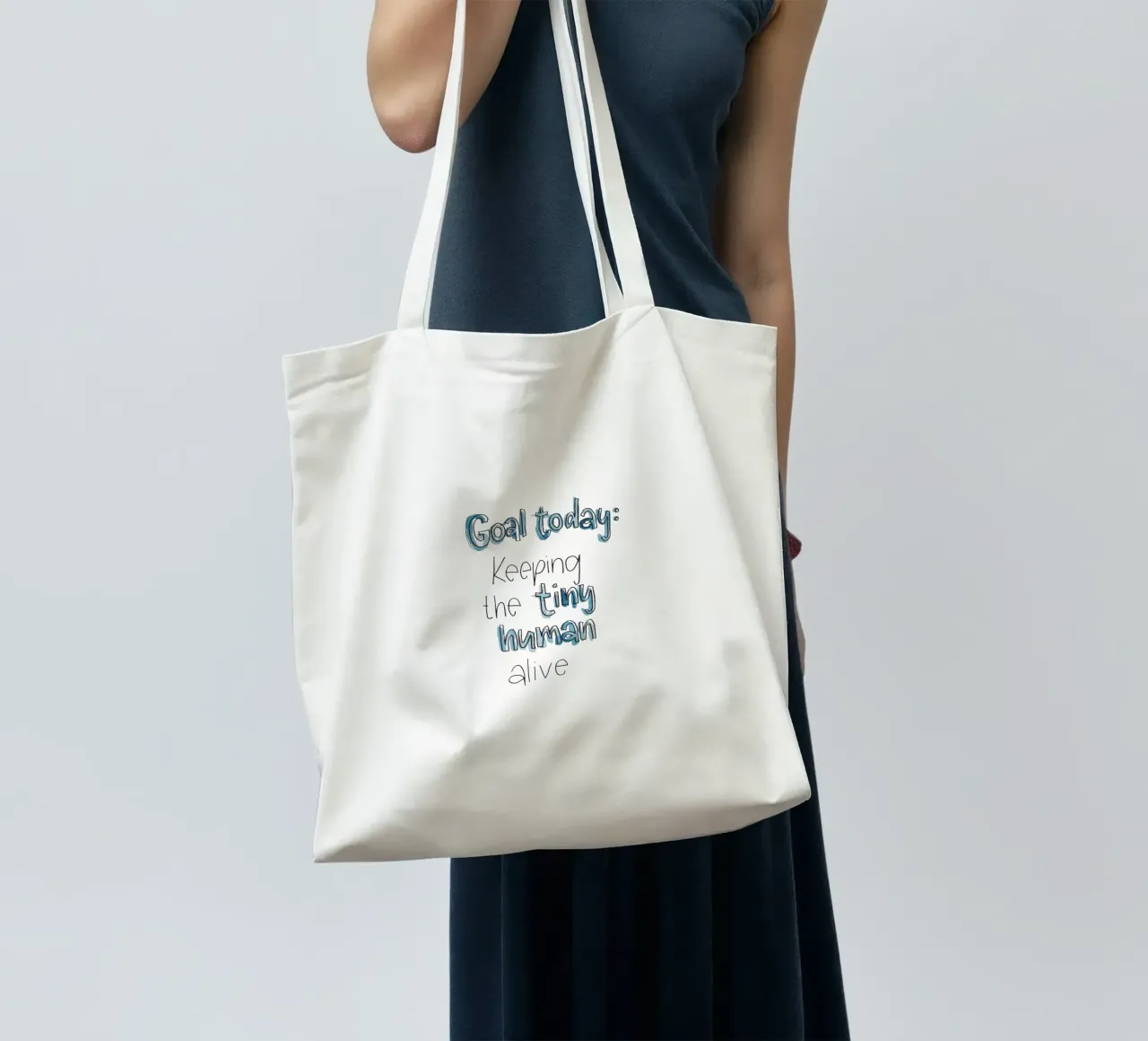 Tiny Human tote bag by Brushmeetspaper