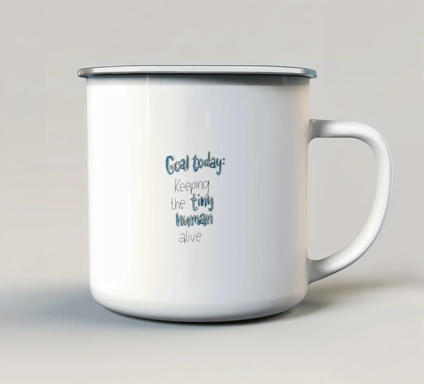 Tiny Human enamel mug by Brushmeetspaper
