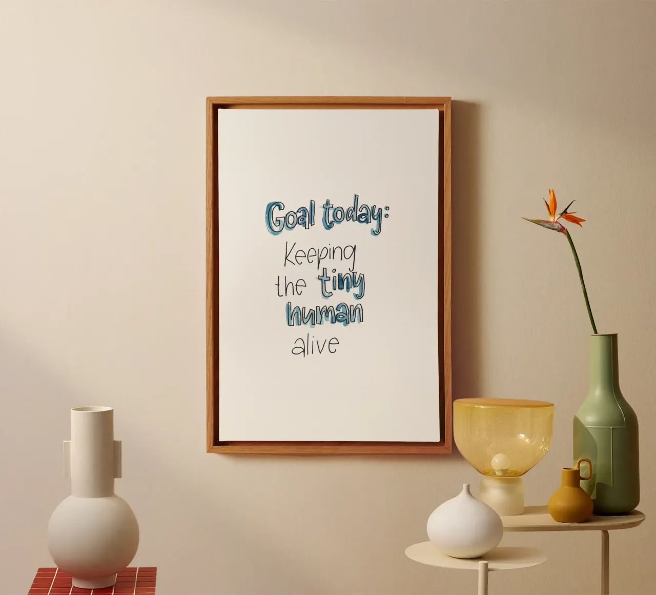 Tiny Human tela con Cornice a cassetta da Brushmeetspaper