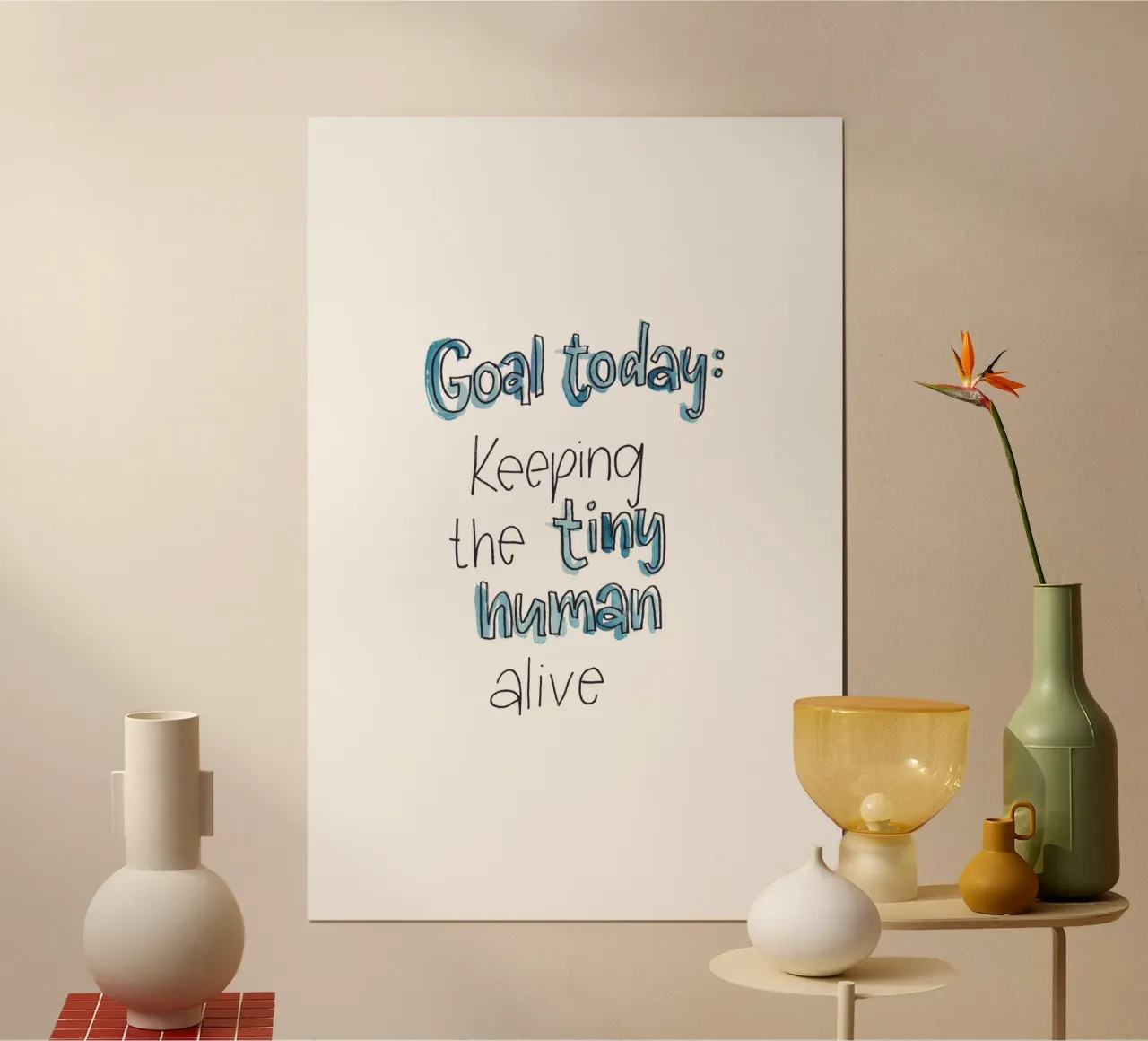 Tiny Human poster con telaio in alluminio da Brushmeetspaper