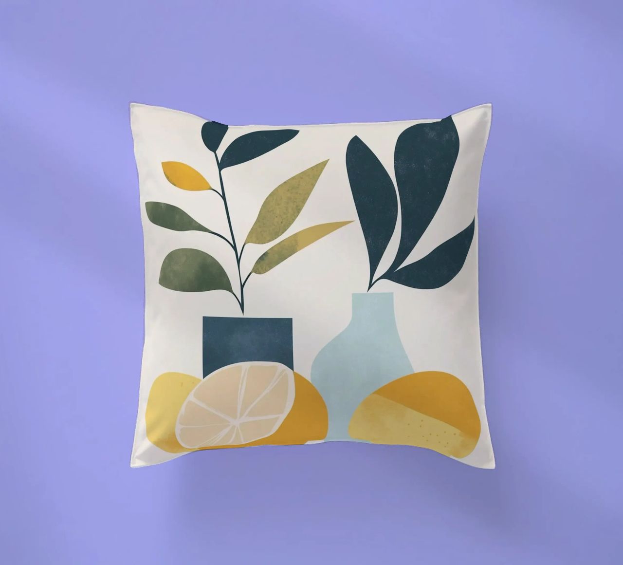 Natura morta minimalista: un tocco di freschezza 🍋🎨 cuscino da studiofox