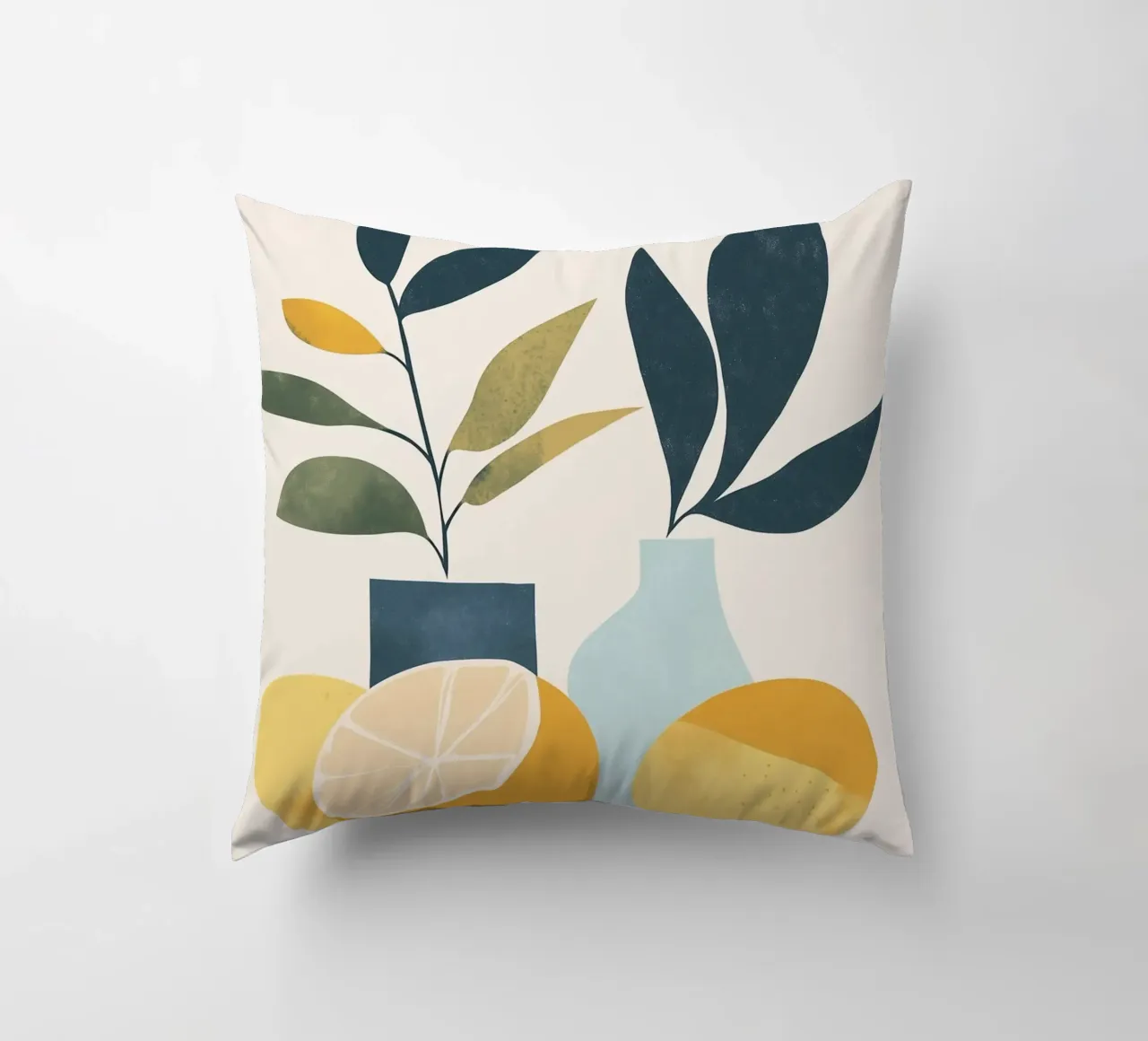 Natura morta minimalista: un tocco di freschezza 🍋🎨 cuscino da studiofox