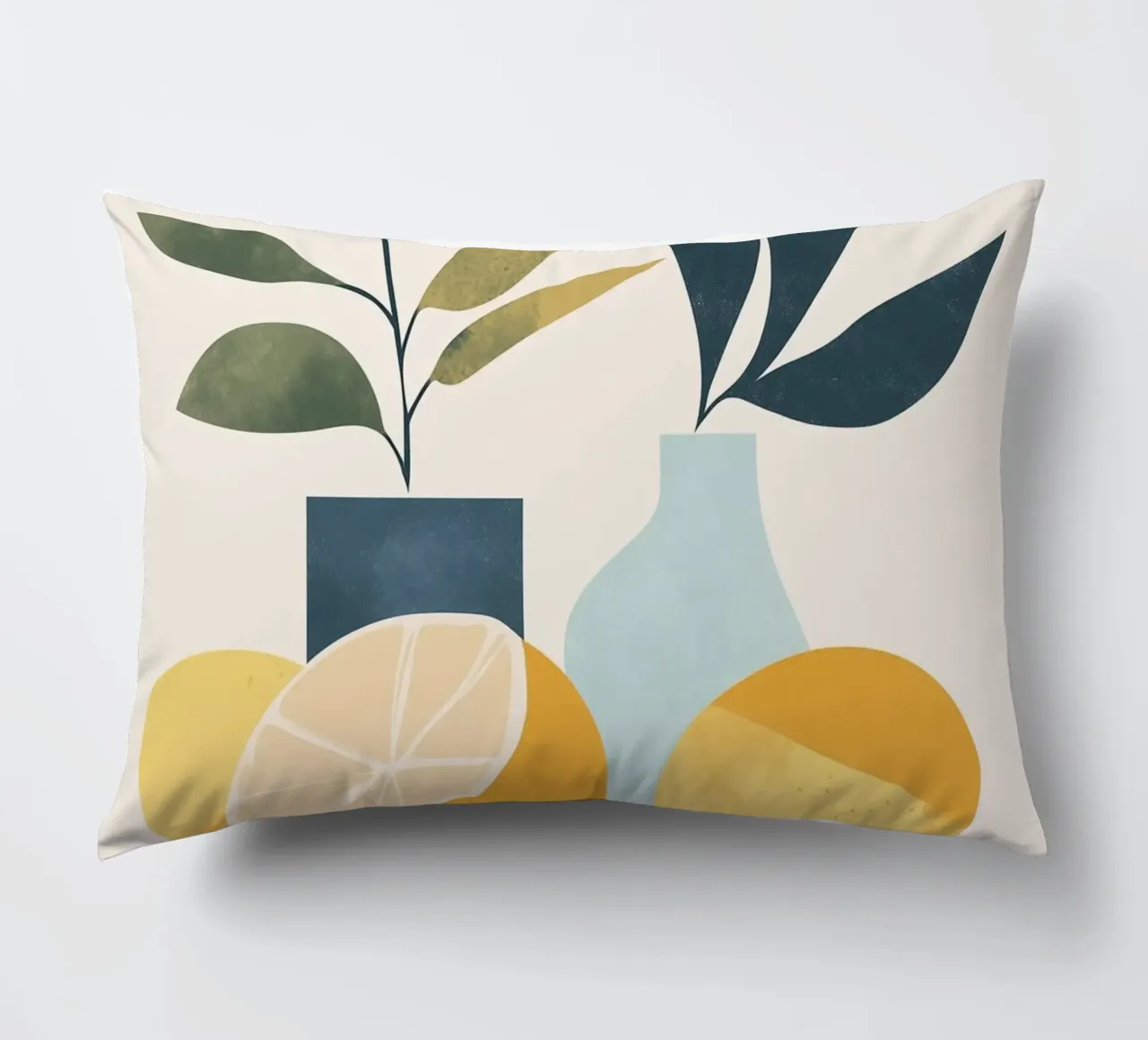 Natura morta minimalista: un tocco di freschezza 🍋🎨 cuscino da studiofox