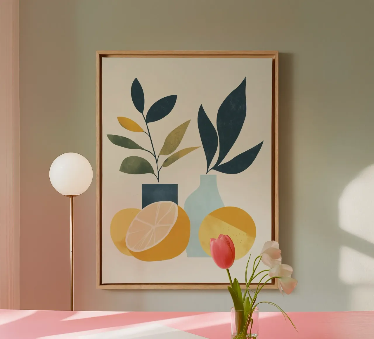 Natura morta minimalista: un tocco di freschezza 🍋🎨 tela da studiofox
