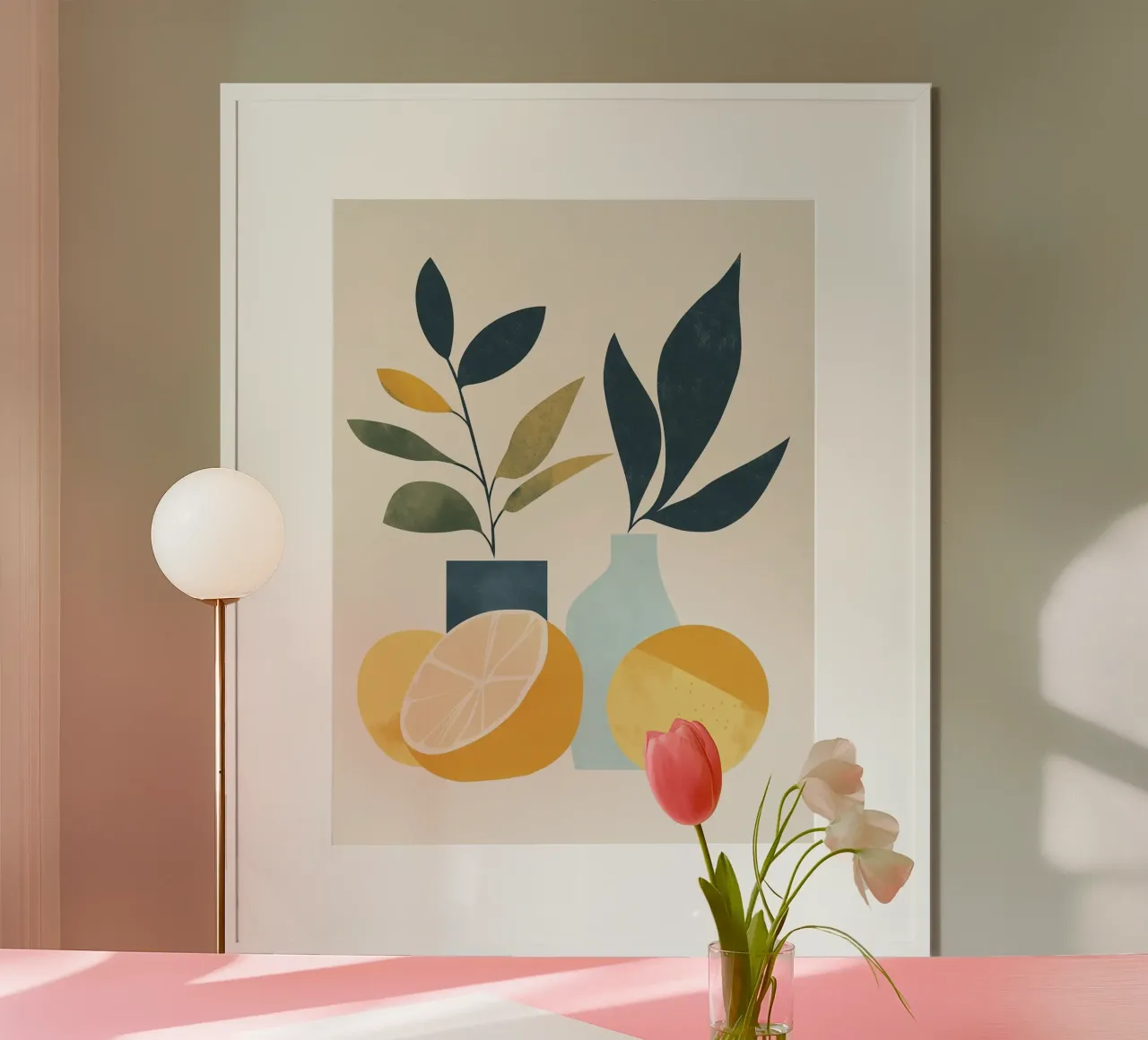 Natura morta minimalista: un tocco di freschezza 🍋🎨 carta hahnemühle da studiofox