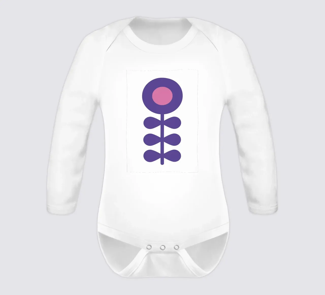 Purple Retro Flower long-sleeve baby romper by diedrich