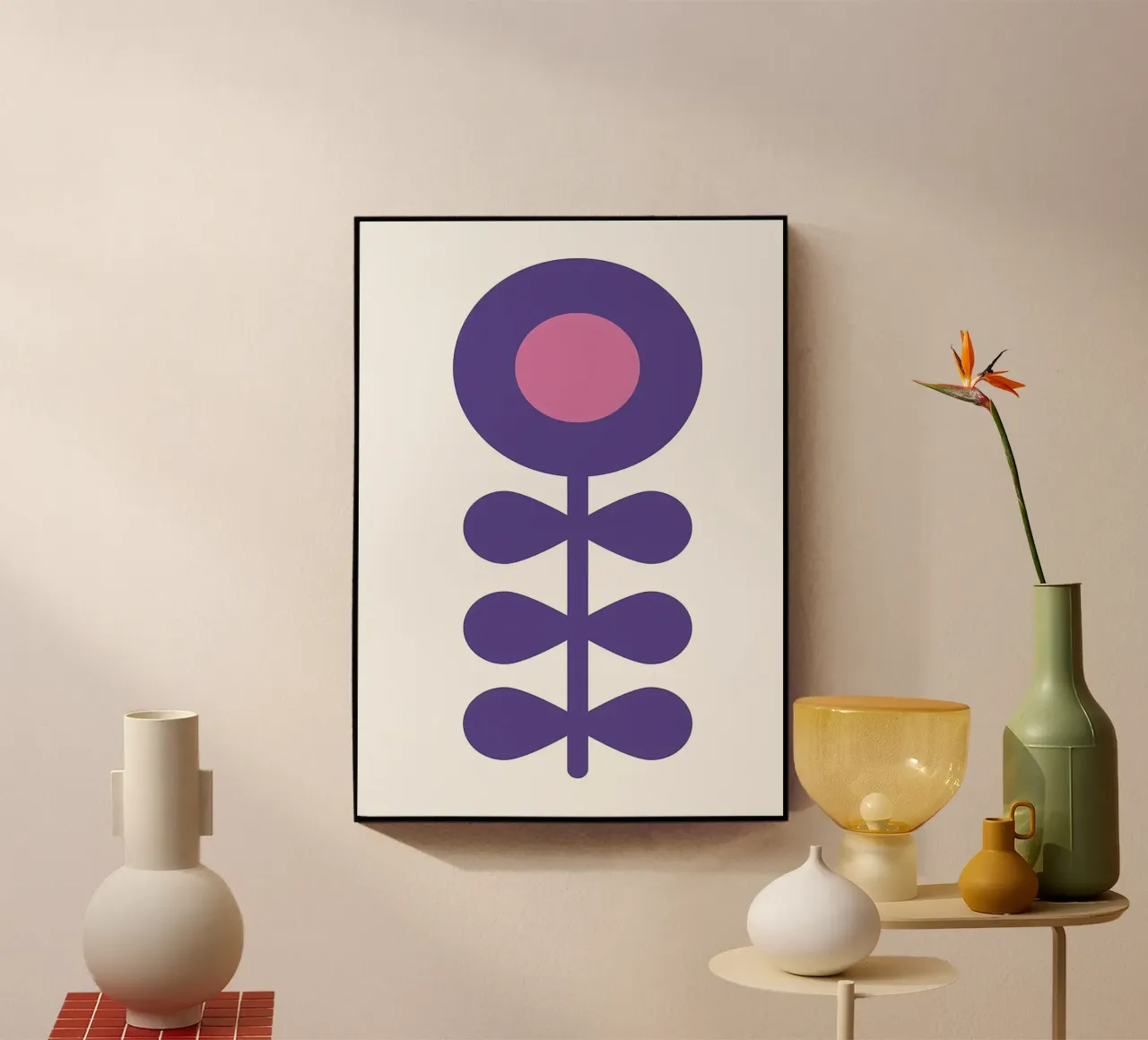 Purple Retro Flower acrylic glass by diedrich