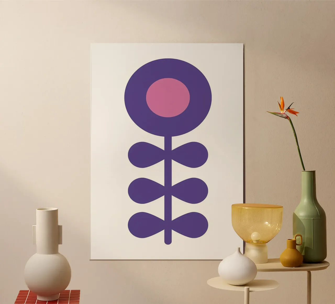 Fiore retrò viola alluminio dibond da diedrich