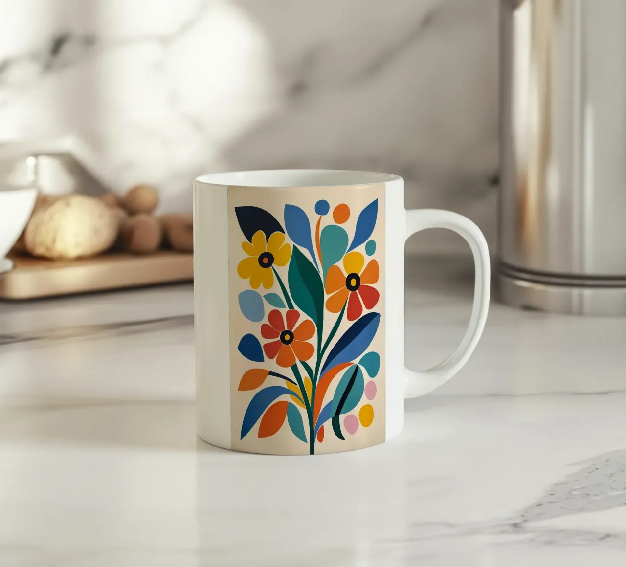 Fiori colorati e retrò tazza in ceramica da diedrich