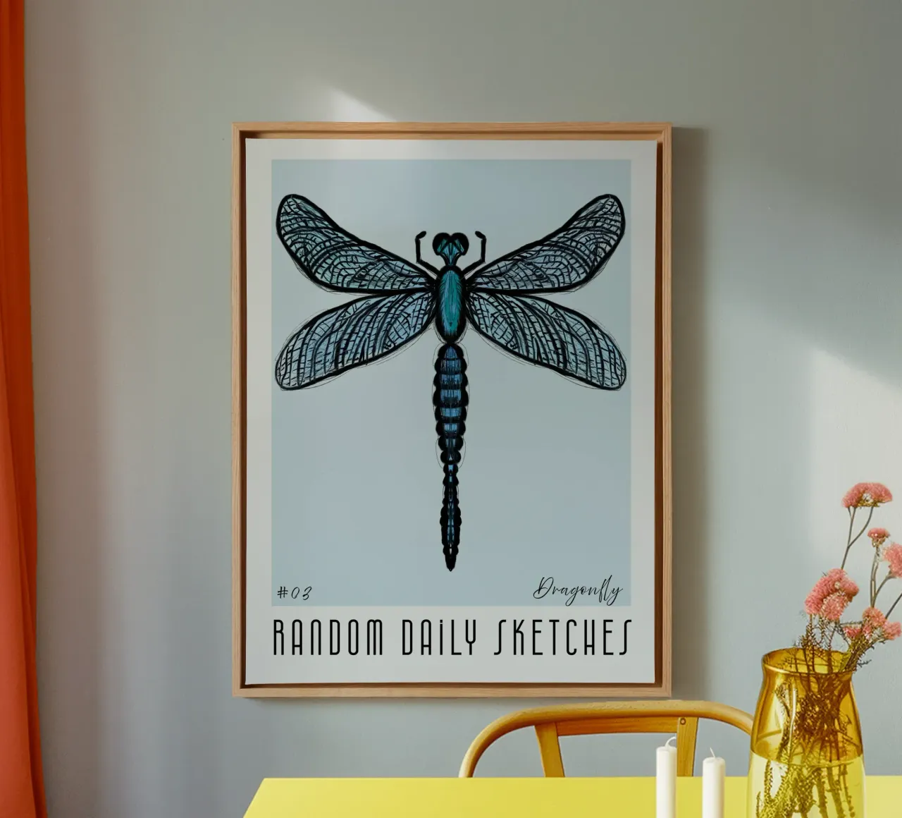 Libellula 3 tela con Cornice a cassetta da words-in-frames