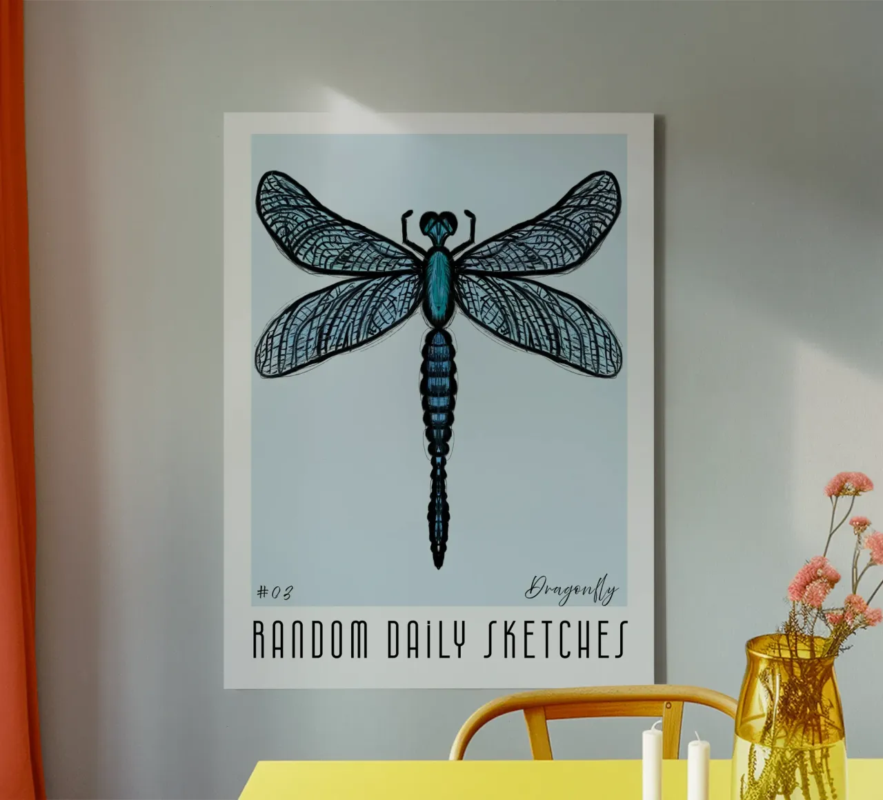 Libellula 3 tela con Cornice a cassetta da words-in-frames