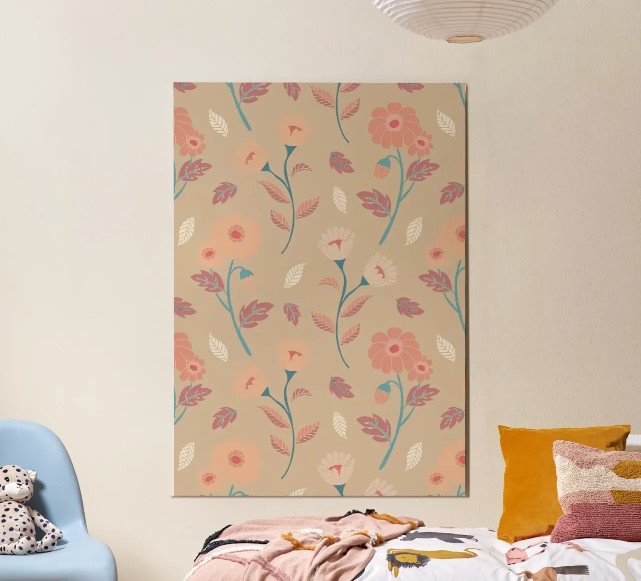 Fiori retrò color pesca pannello forex da diedrich
