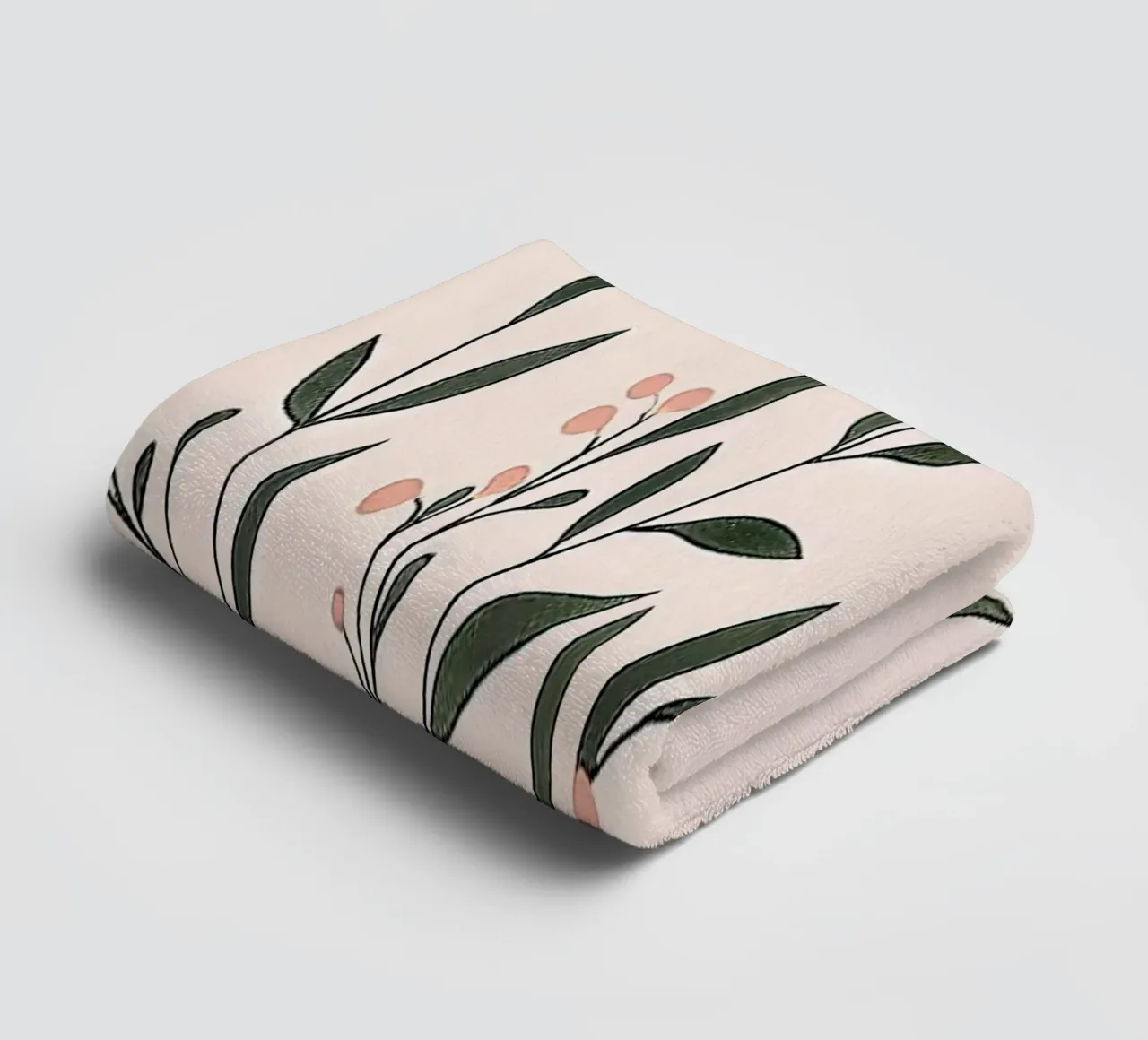 Boho Plant in Vase with Abstract Mountain and Moon Yoga Art towel by Gentle Echoes Art