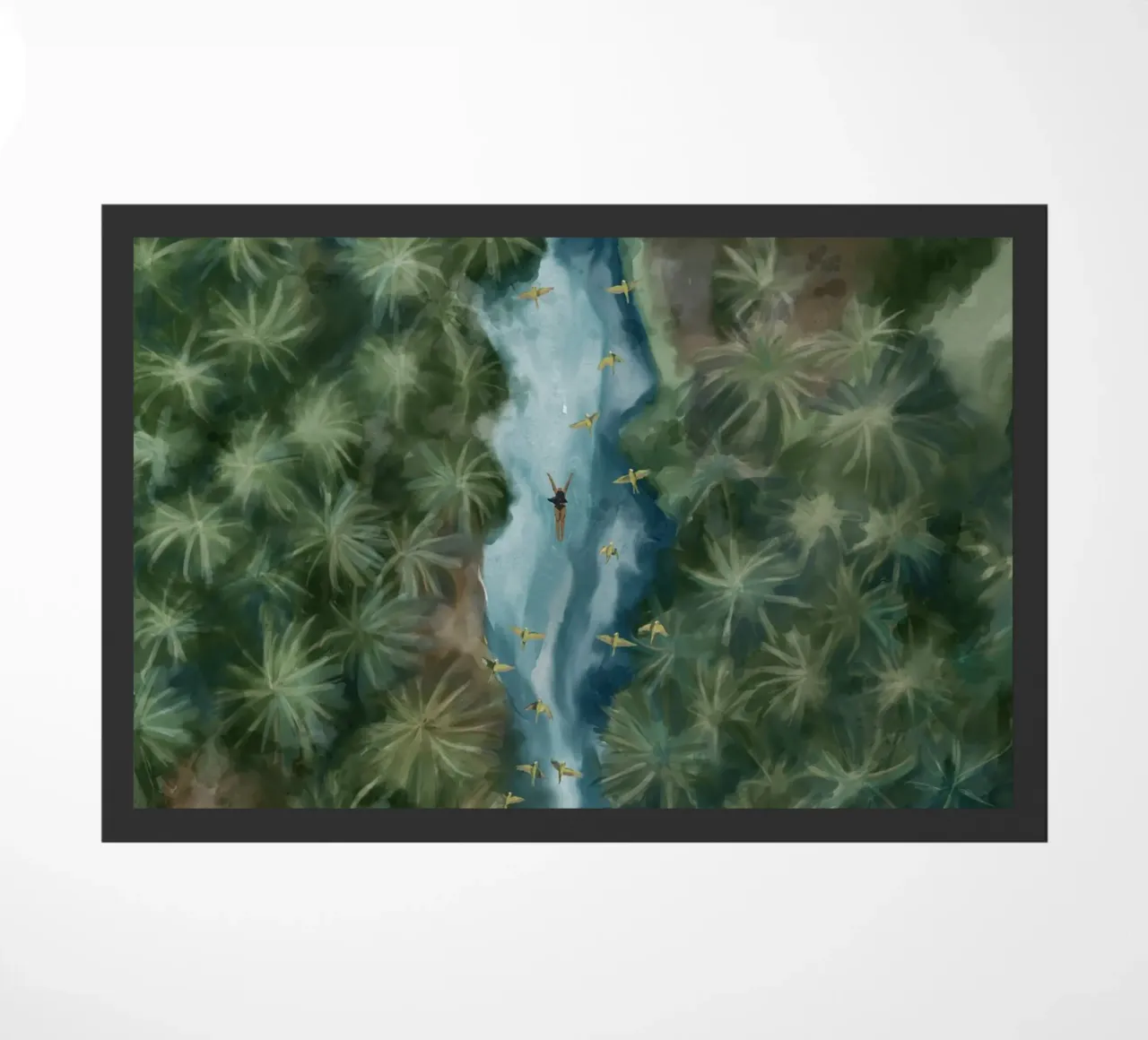 Pace interiore - Nuoto selvaggio fiume giungla tropicale acquerello zerbino da This Wild Soul - Illustration
