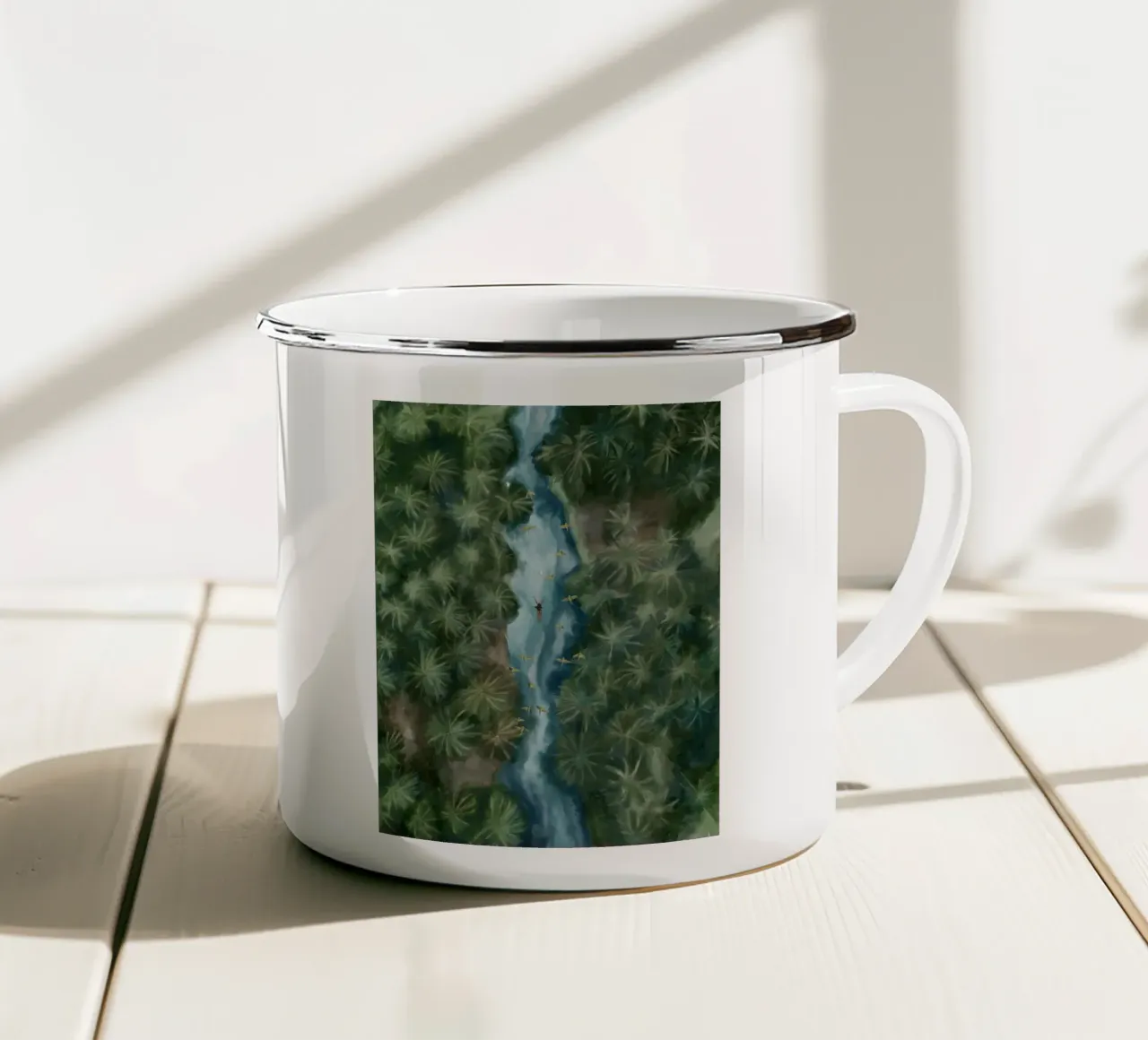 Pace interiore - Nuoto selvaggio fiume giungla tropicale acquerello tazza in smalto da This Wild Soul - Illustration