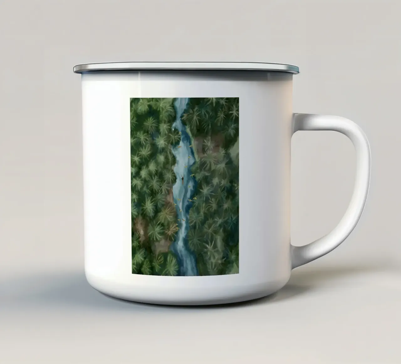 Pace interiore - Nuoto selvaggio fiume giungla tropicale acquerello tazza in smalto da This Wild Soul - Illustration