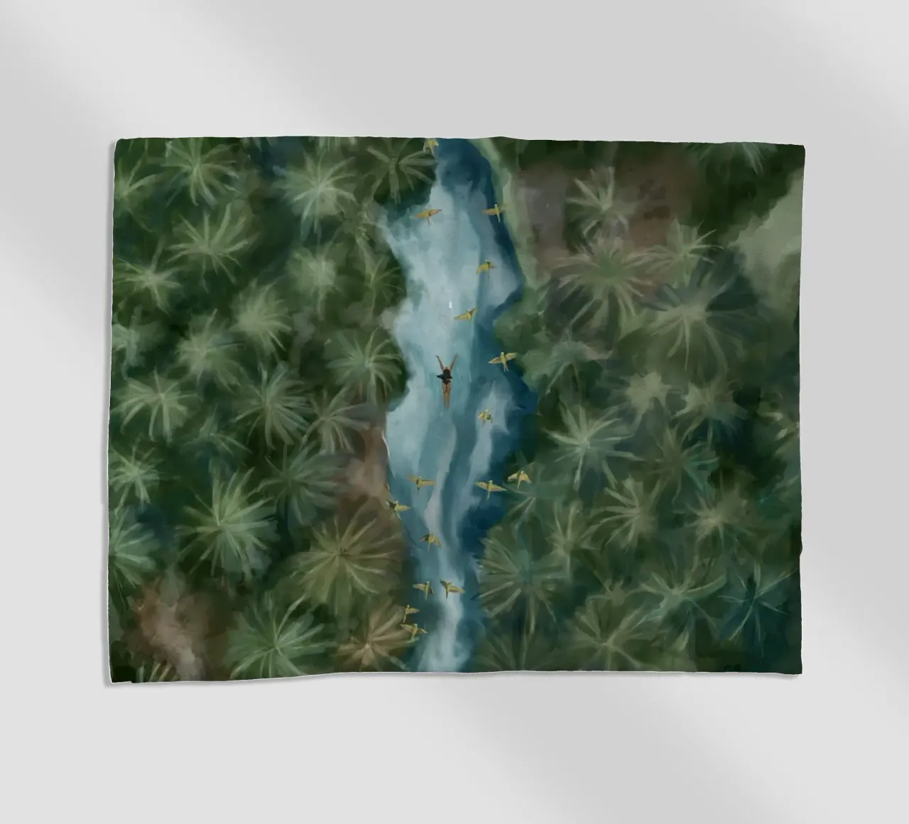 Pace interiore - Nuoto selvaggio fiume giungla tropicale acquerello telo mare da This Wild Soul - Illustration