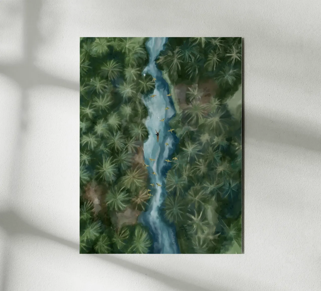 Pace interiore - Nuoto selvaggio fiume giungla tropicale acquerello alluminio dibond da This Wild Soul - Illustration
