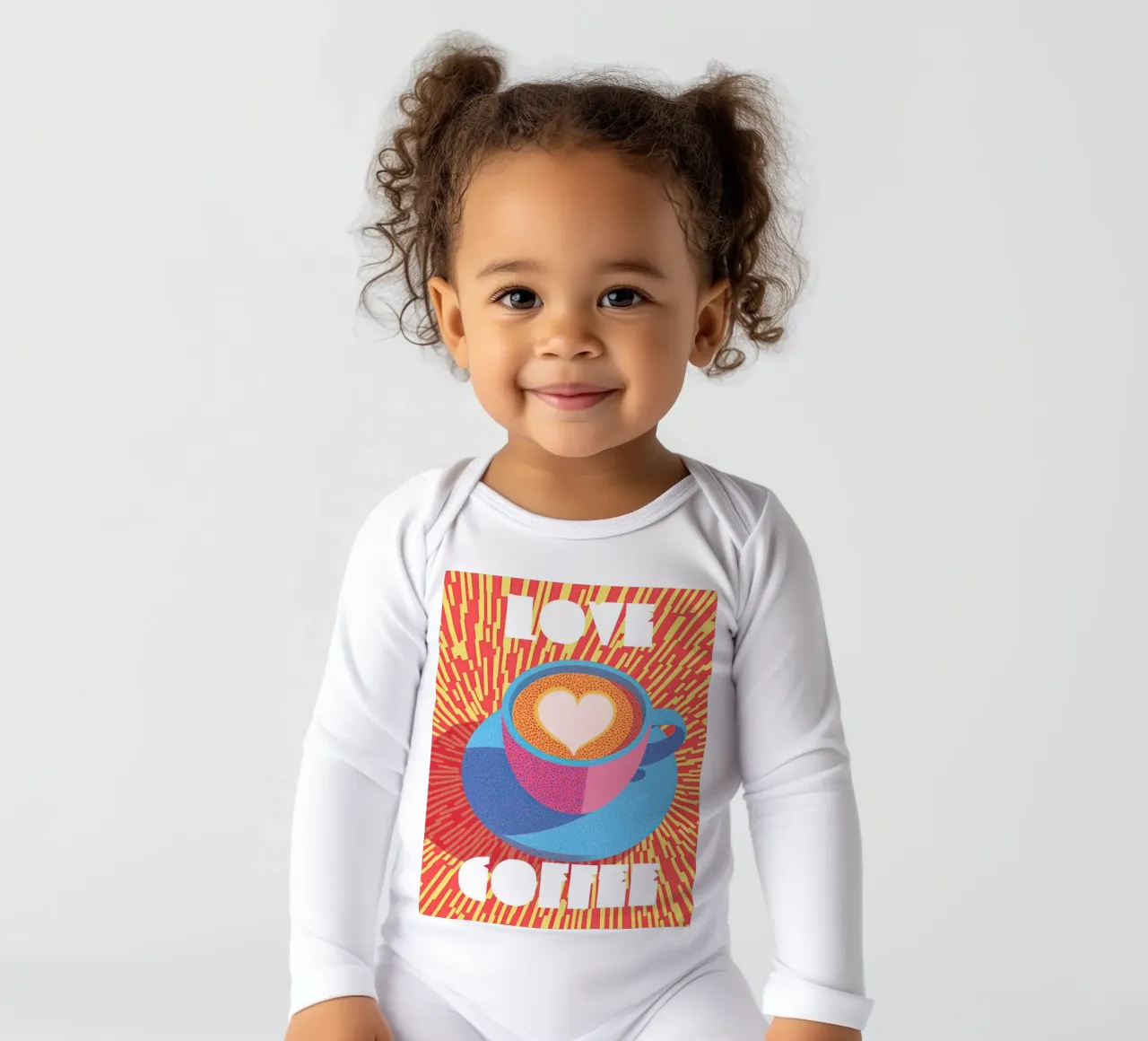 Pop-Art-Kaffee-Poster - Kreative kühne Brühenergie in der Küche Langarm Babybody von Kaji