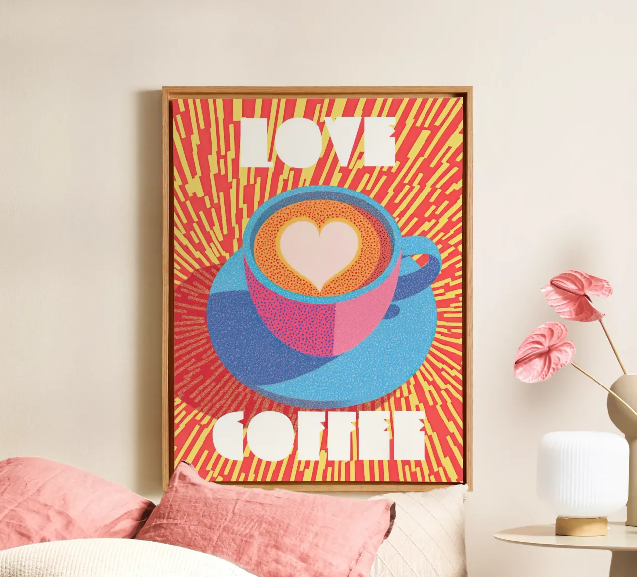 Pop Art Coffee Poster – Creative Bold Brew Energy in Kitchen canvas by Kaji