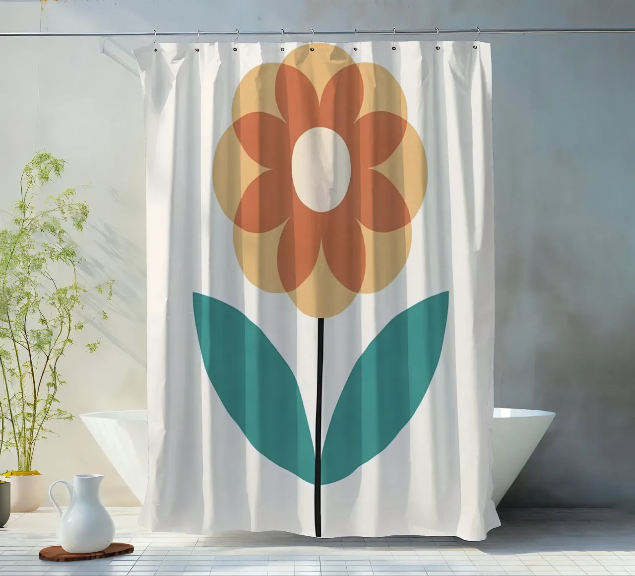 Retro flower 1 shower curtain by diedrich
