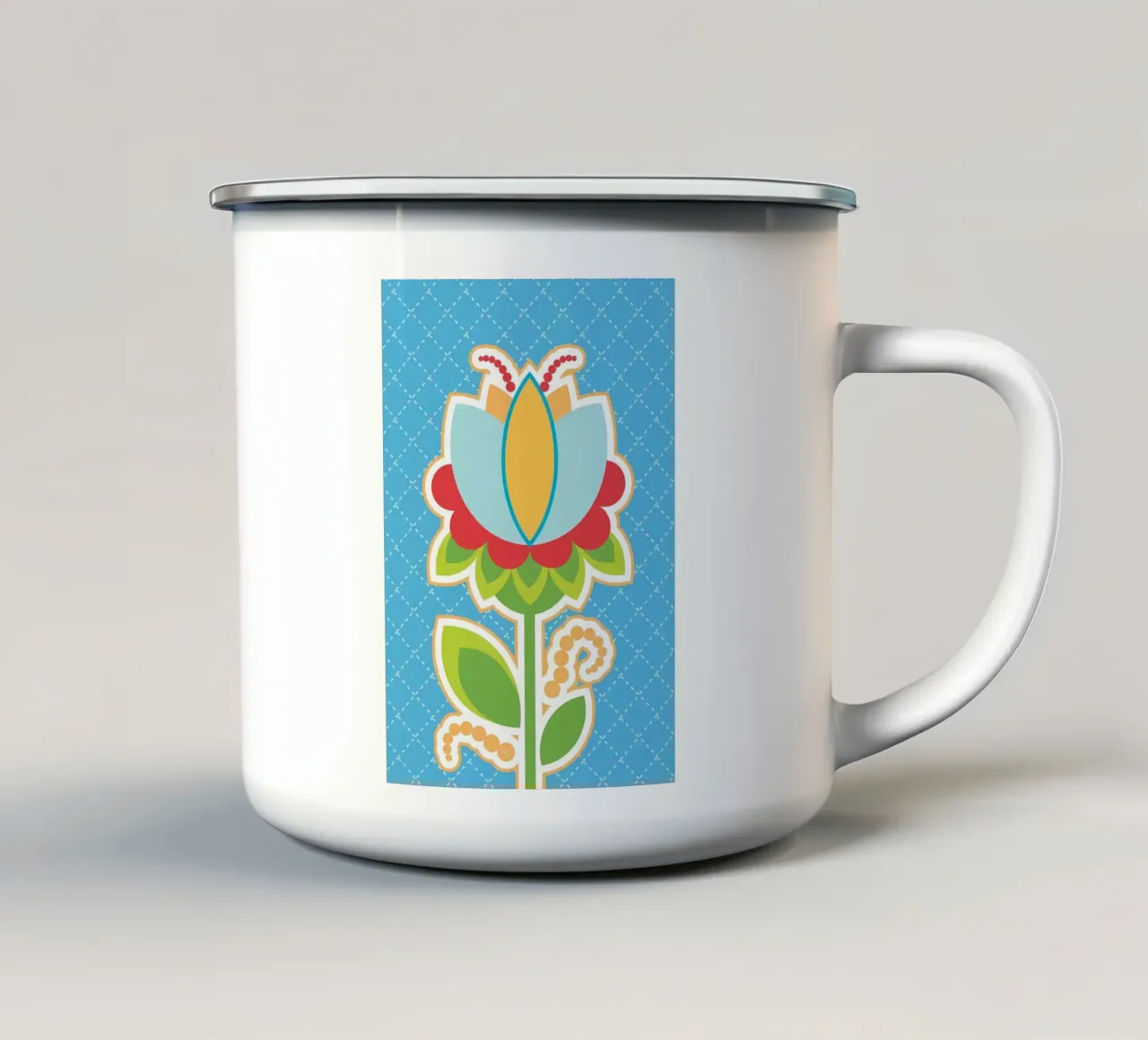 Fiore retrò colorato tazza in smalto da diedrich