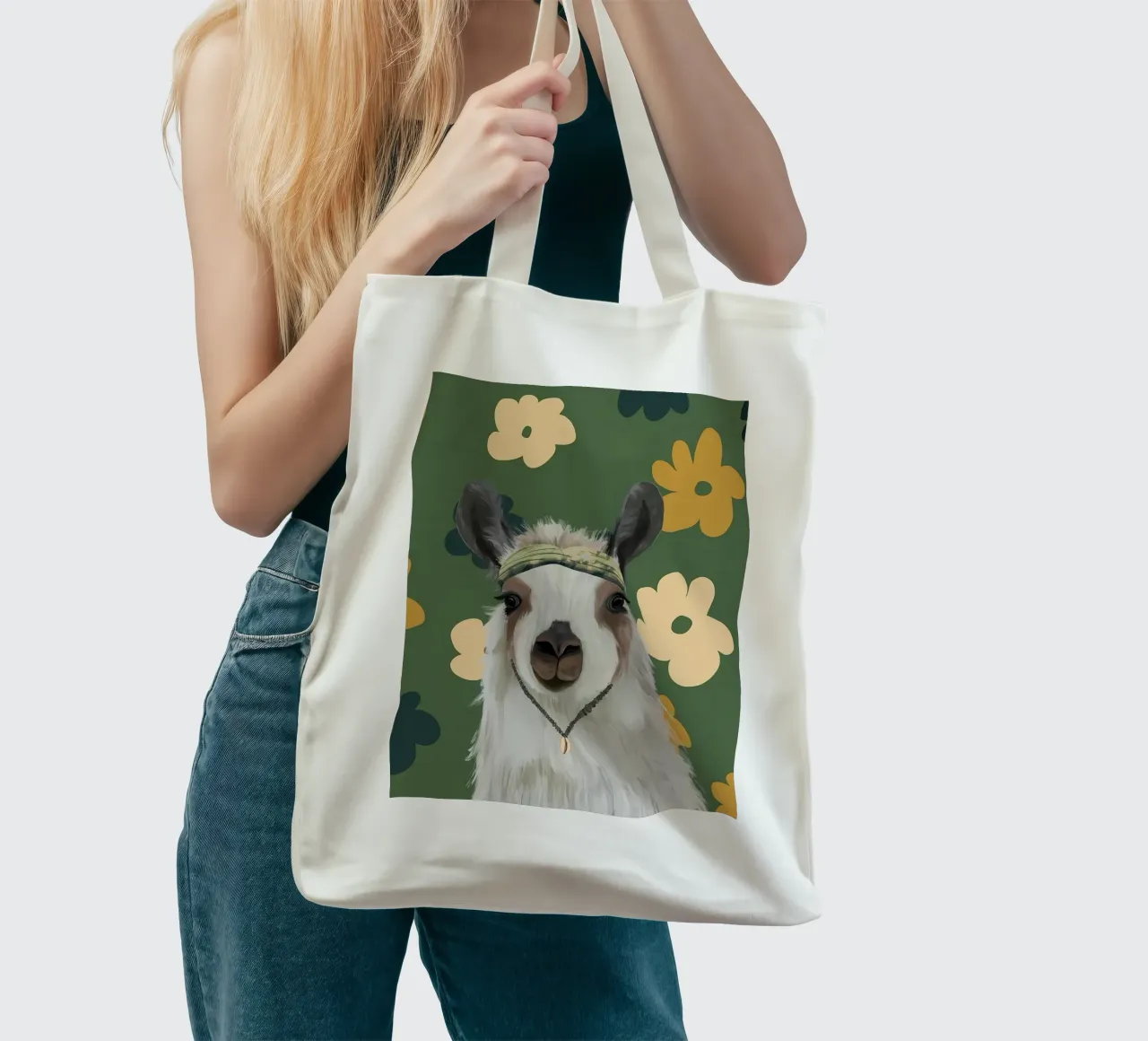 Fiori Boho Llama Retro borsa in juta da diedrich