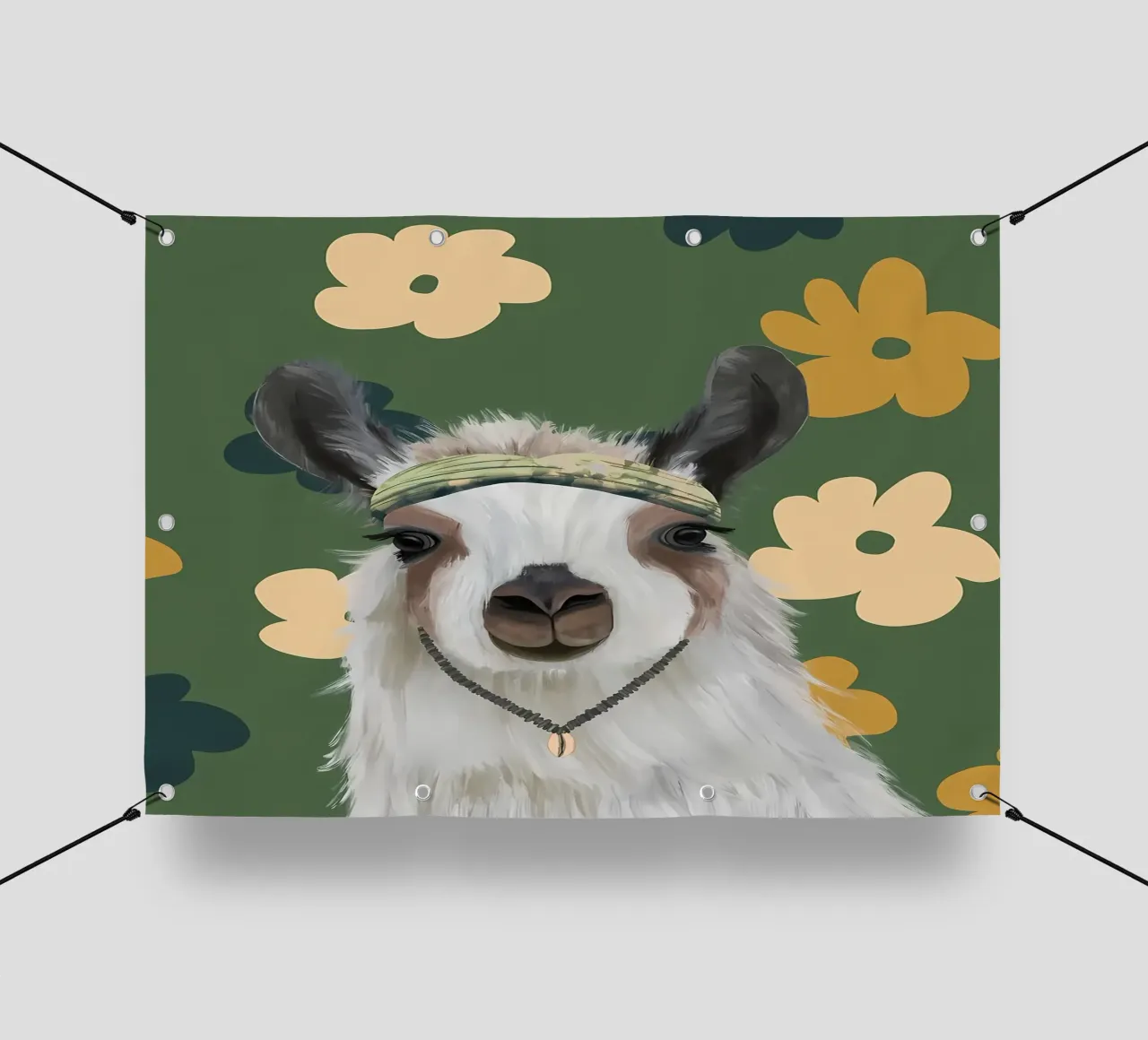 Fiori Boho Llama Retro telo in pvc da diedrich