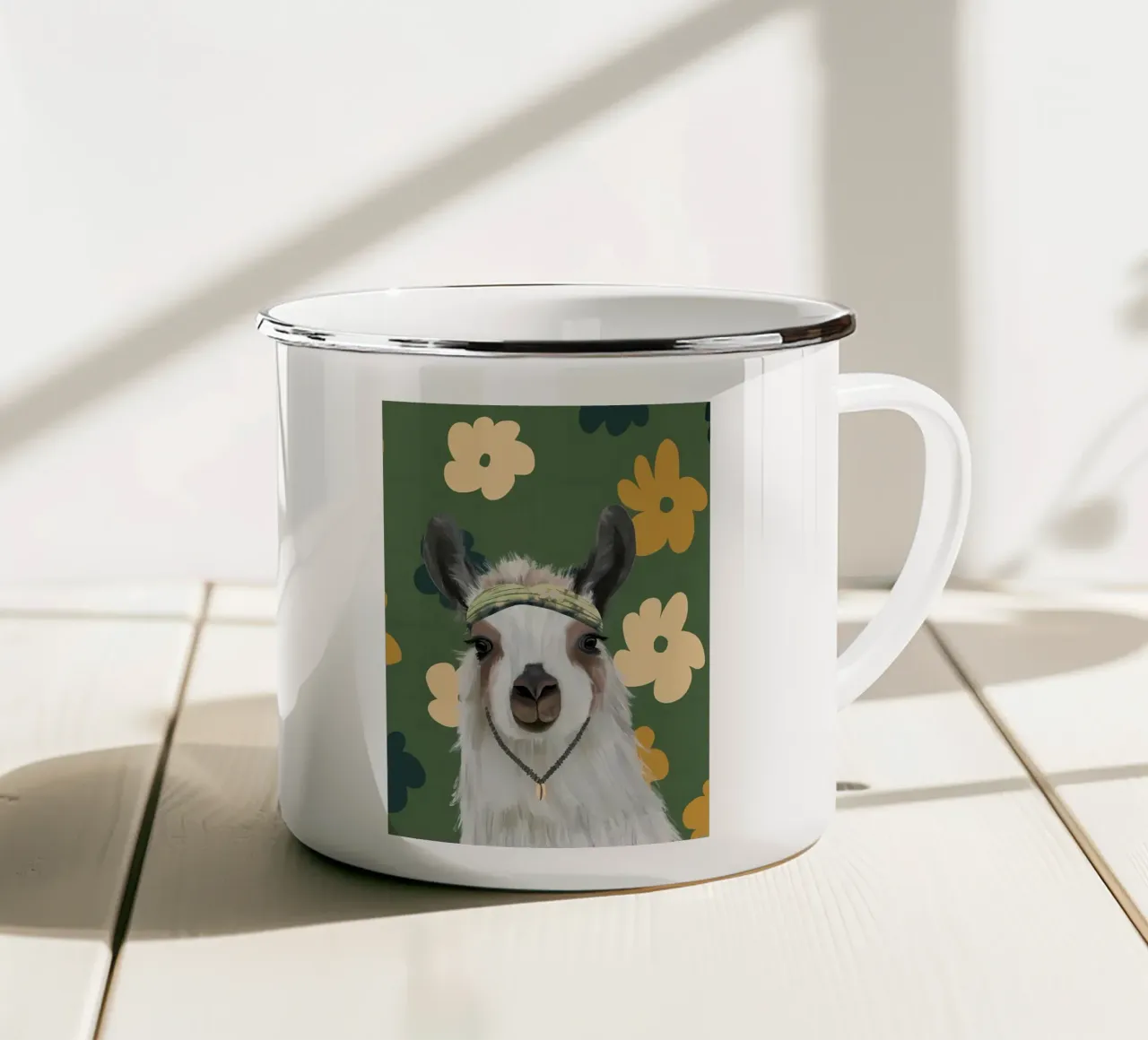 Fiori Boho Llama Retro tazza in smalto da diedrich