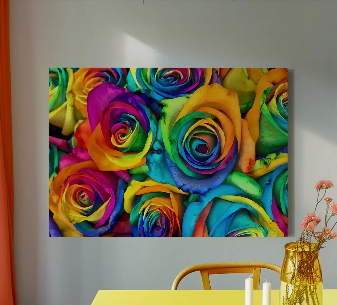 Retro Rozen canvas met Baklijst van diedrich
