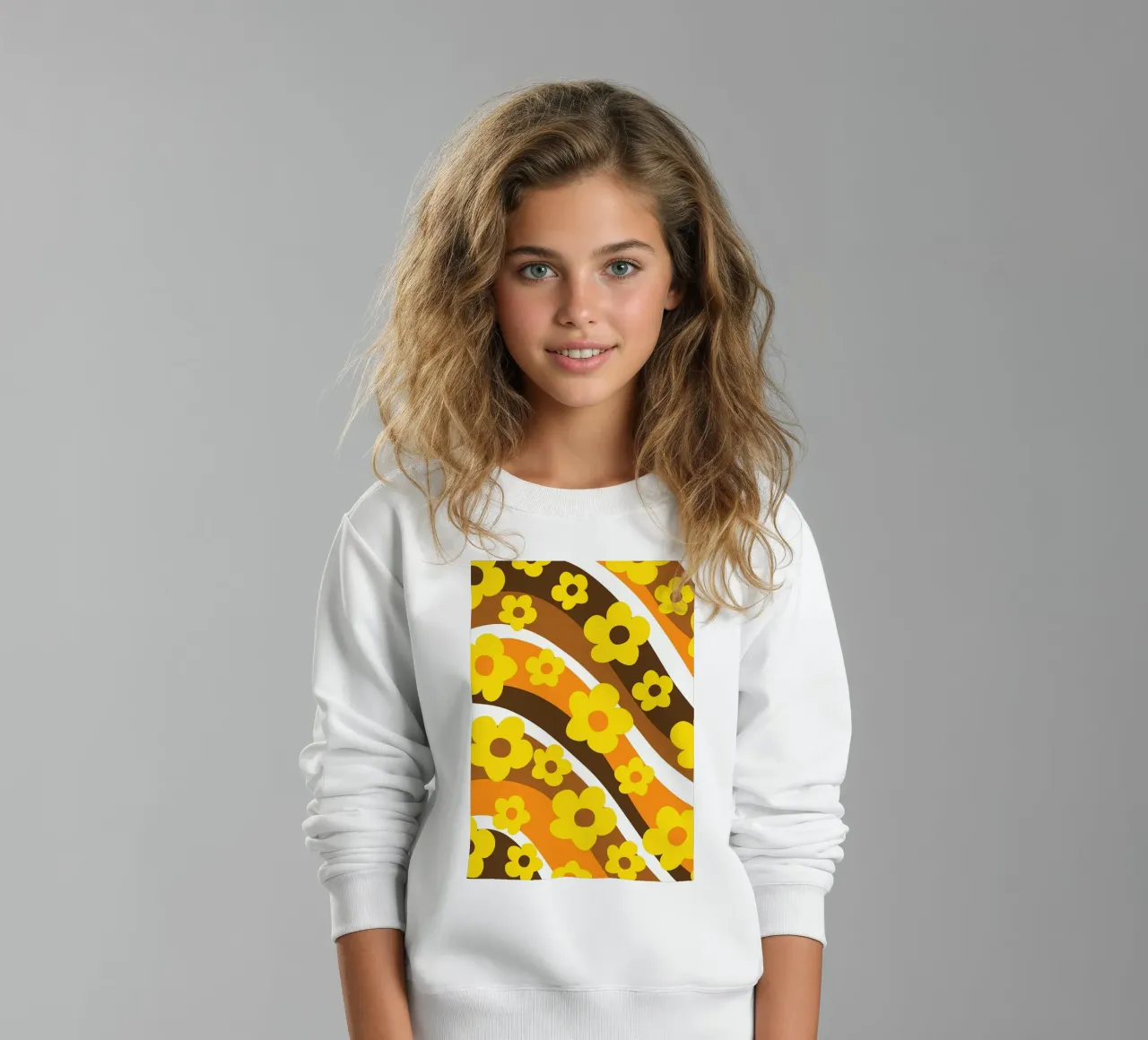 Retro Flower Wave 1 kids sweatshirt by diedrich