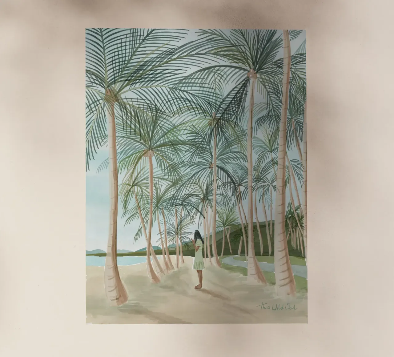 Tropical Paradise Beach Island Palm Trees ragazza illustrazione pellicola backlit da This Wild Soul - Illustration