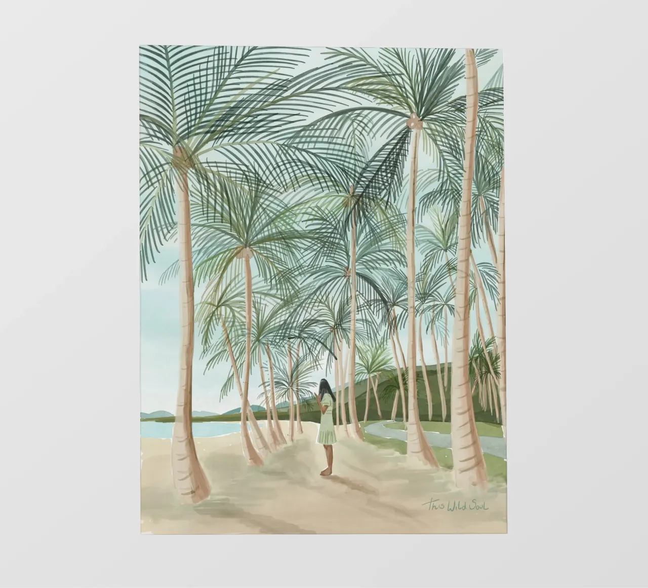 Tropical Paradise Beach Island Palm Trees ragazza illustrazione pellicola backlit da This Wild Soul - Illustration