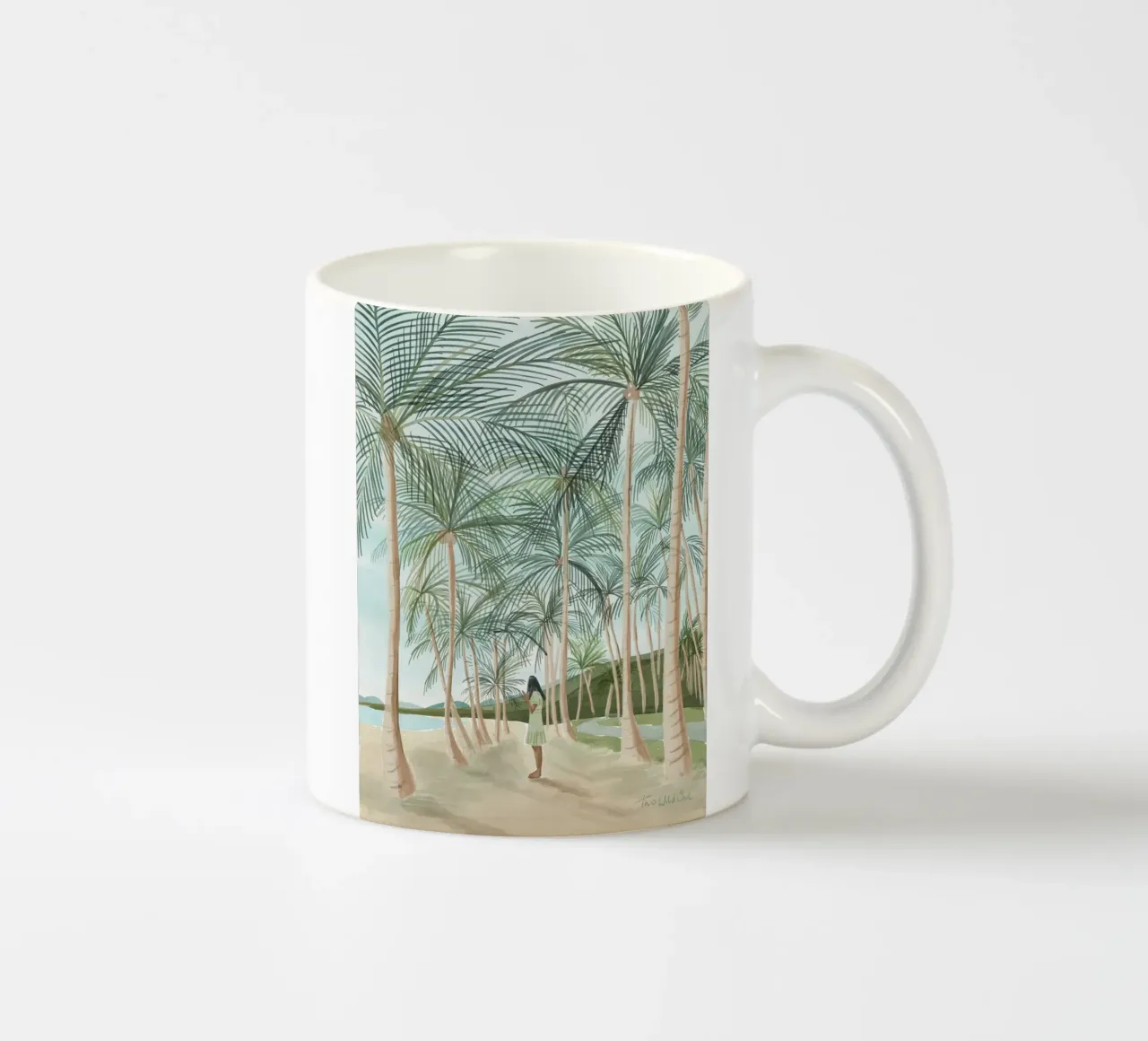 Tropical Paradise Beach Island Palm Trees ragazza illustrazione tazza in ceramica da This Wild Soul - Illustration