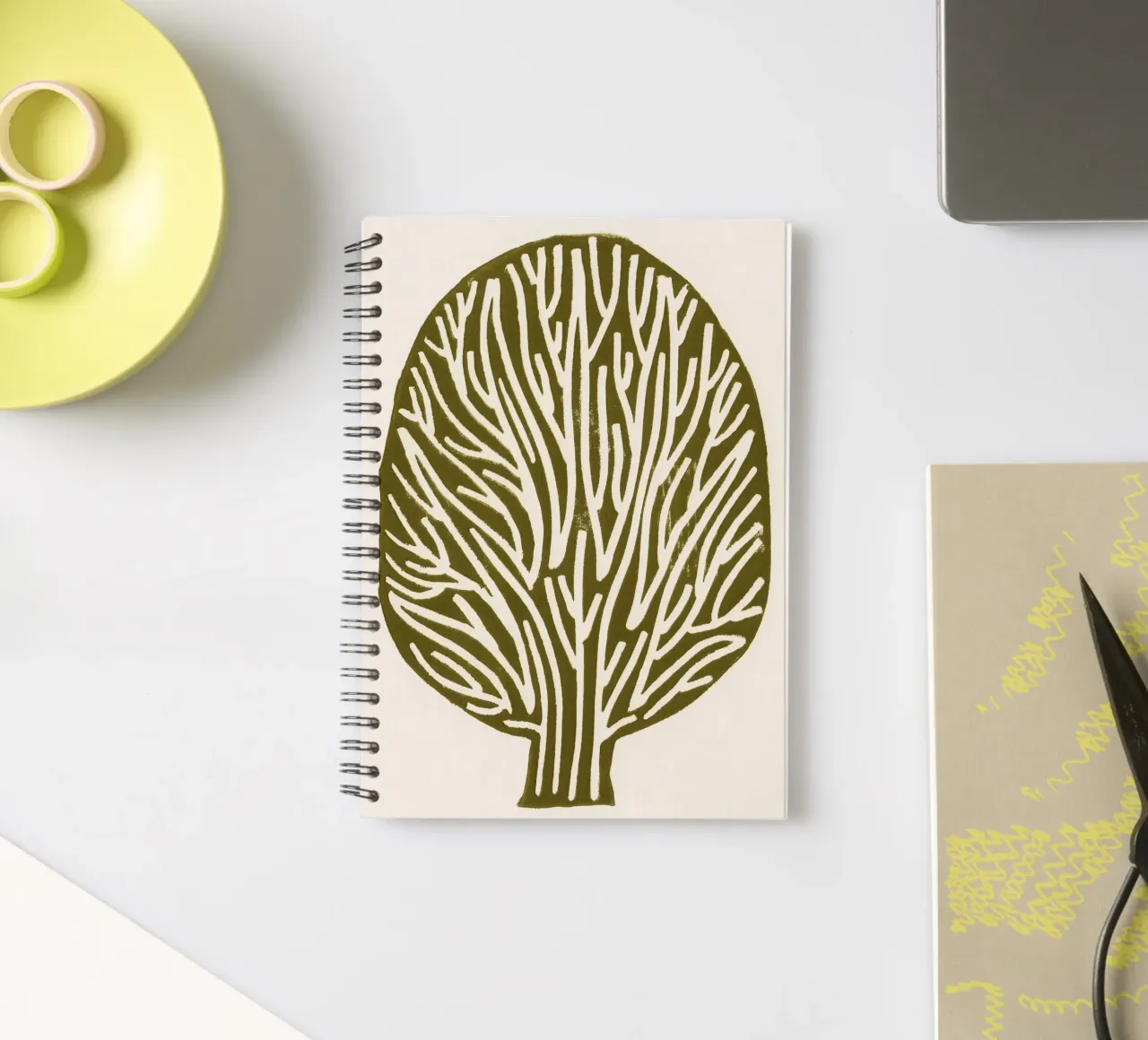 Linocut Tree spiral notebook by Alisa Galitsyna