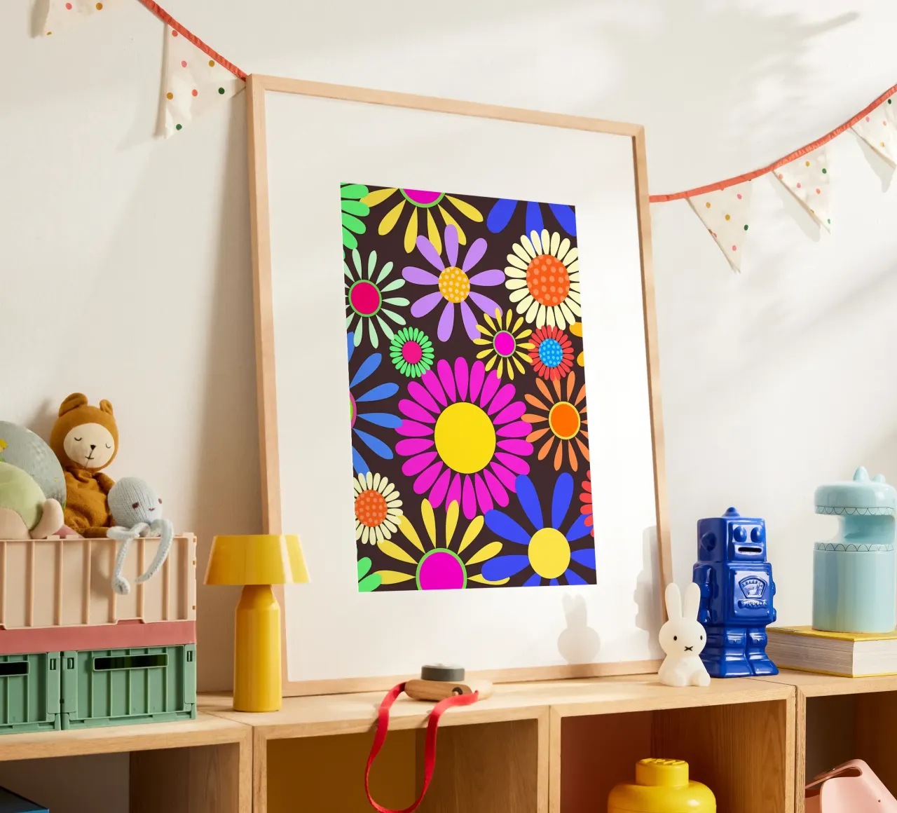 Flower Power retrò anni '60 poster con telaio in alluminio da diedrich