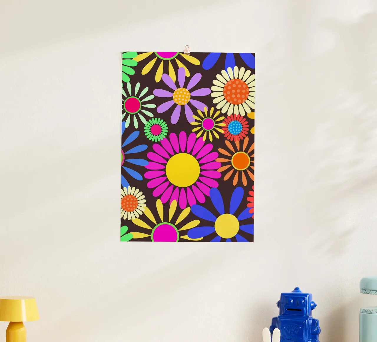 Flower Power retrò anni '60 poster con telaio in alluminio da diedrich