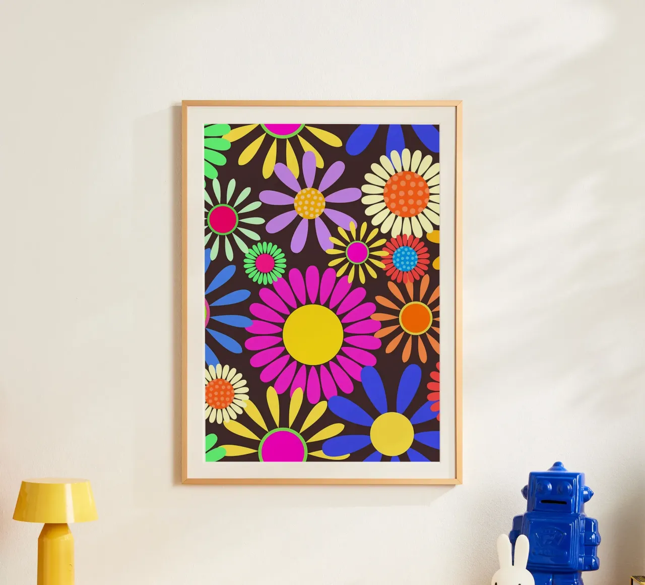 Flower Power retrò anni '60 poster con telaio in alluminio da diedrich