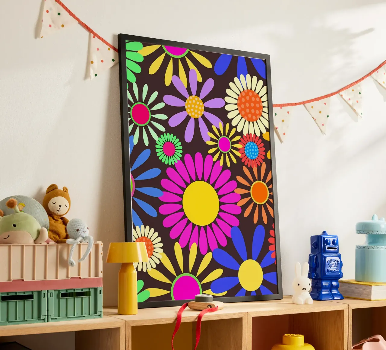 Flower Power retrò anni '60 poster con telaio in alluminio da diedrich