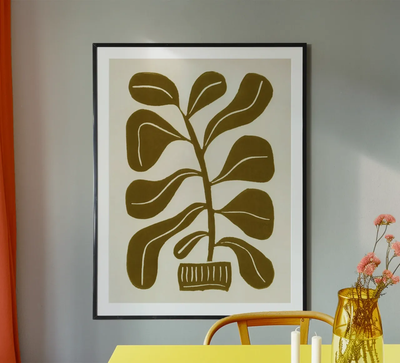 Pianta d'appartamento Linocut #2 carta hahnemühle da Alisa Galitsyna