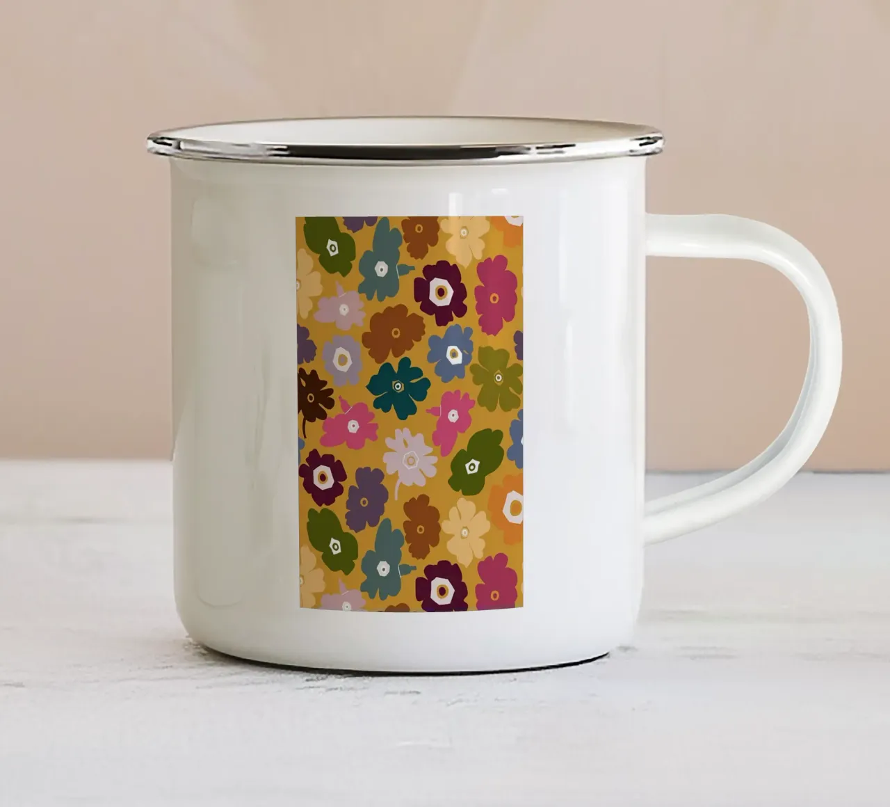 Fiori retrò dell'amore estivo tazza in smalto da diedrich