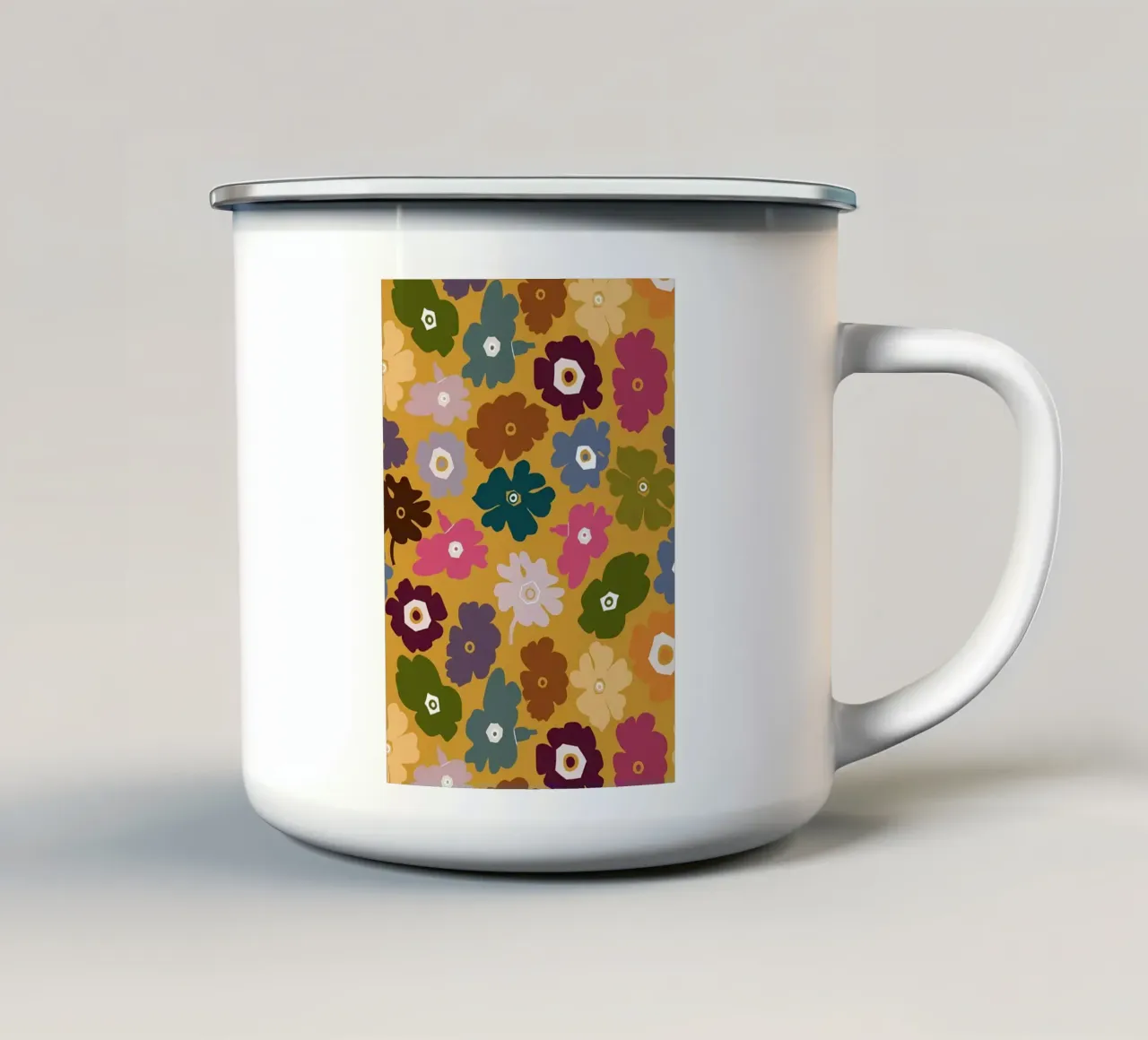 Fiori retrò dell'amore estivo tazza in smalto da diedrich