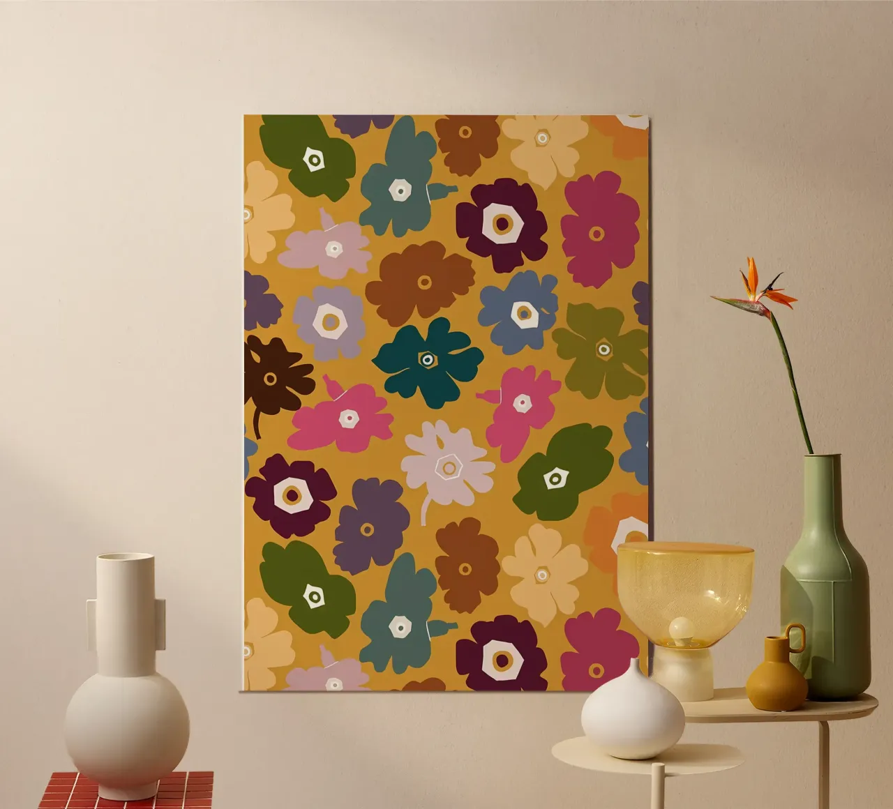 Fiori retrò dell'amore estivo poster con telaio in plastica da diedrich