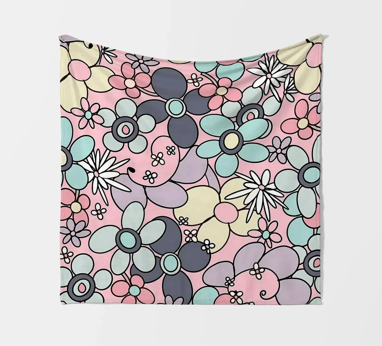 Fiori retrò anni '70 Glam 3 coperta in pile da diedrich