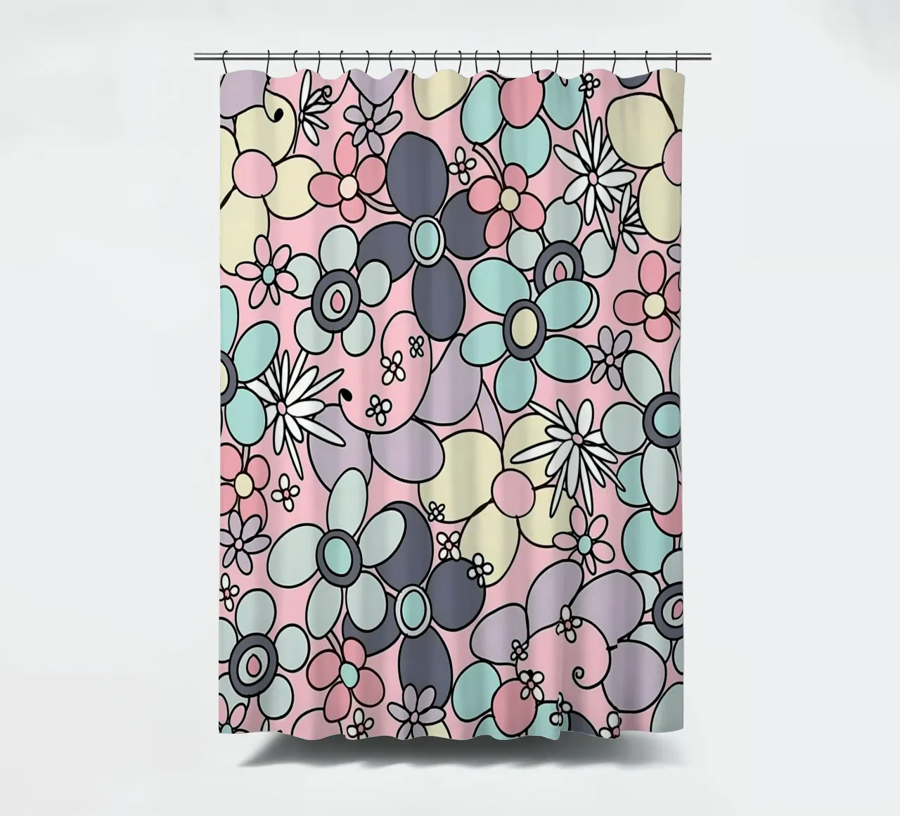 Fiori retrò anni '70 Glam 3 tenda da doccia da diedrich