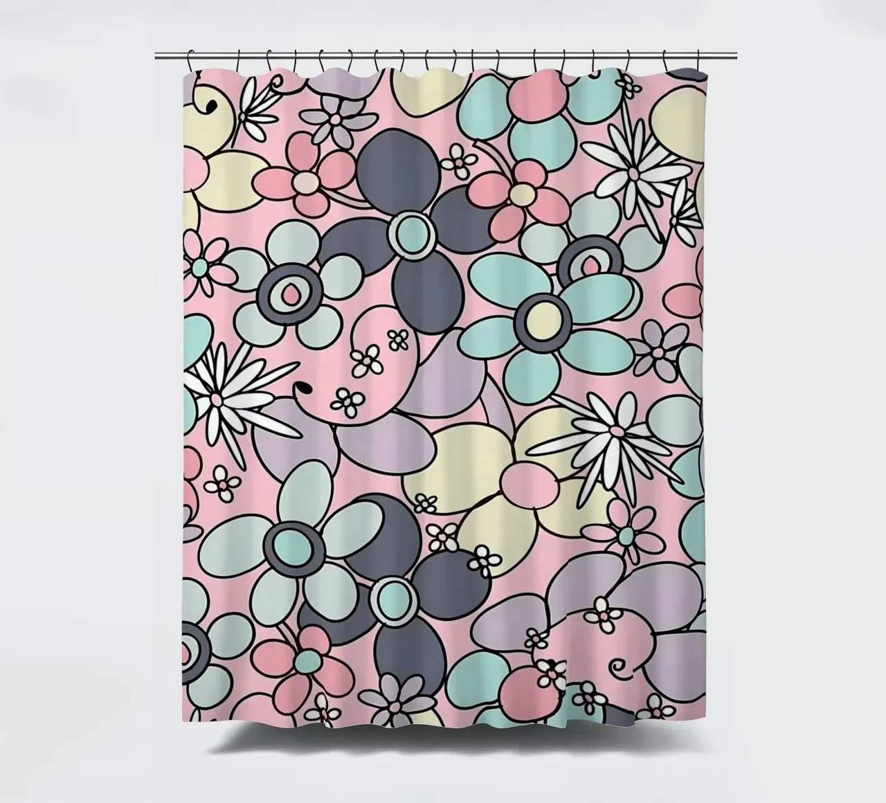 Fiori retrò anni '70 Glam 3 tenda da doccia da diedrich