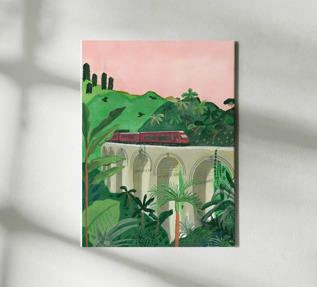 Trein, Negenboogbrug, Ella Badulla Sri Lanka Illustratie canvas met Baklijst van This Wild Soul - Illustration
