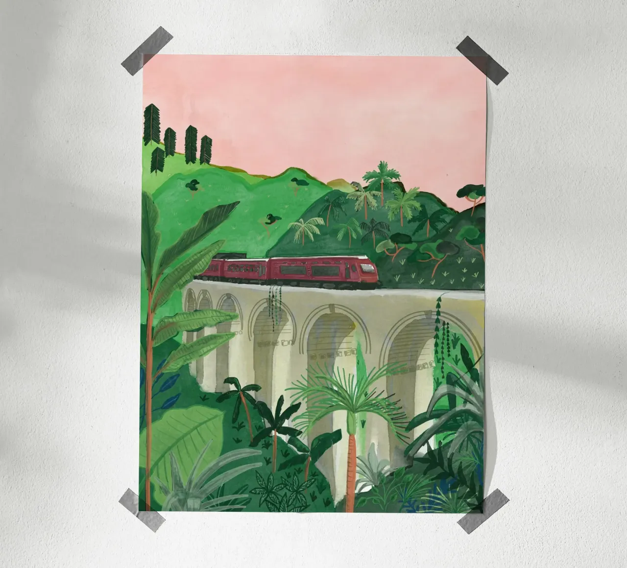 Treno, Ponte a nove archi, Ella Badulla Sri Lanka Illustrazione poster da This Wild Soul - Illustration