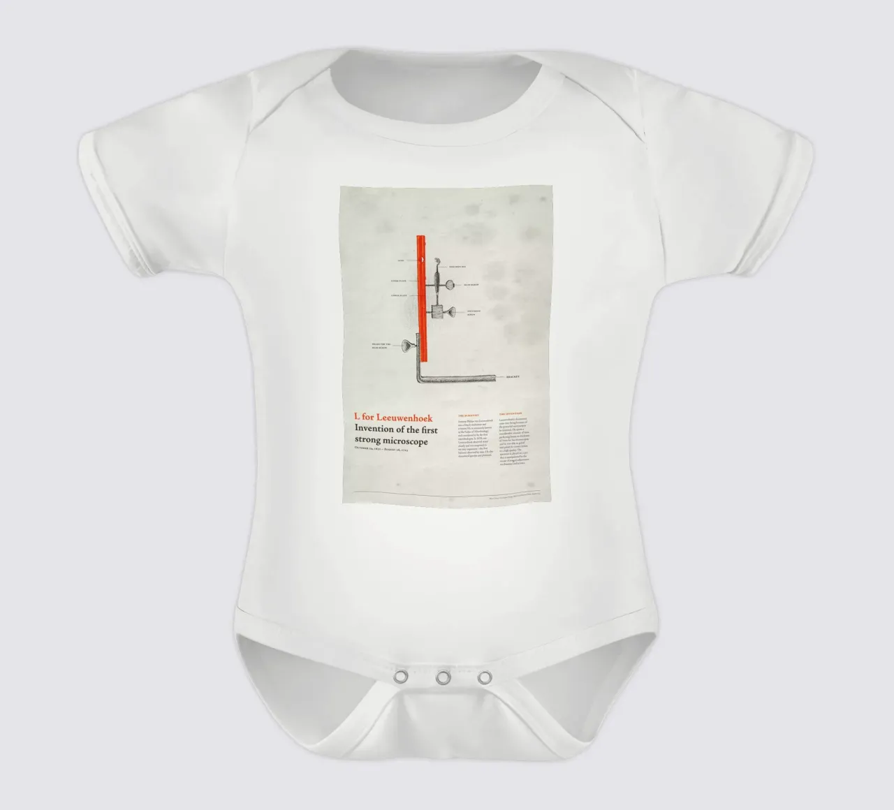 L for Leeuwenhoek body neonato maniche corte da Khyati Trehan