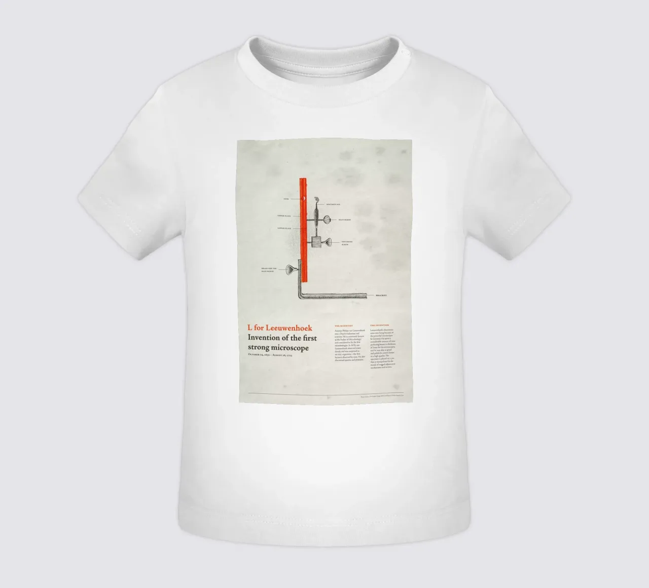 L for Leeuwenhoek maglietta neonato da Khyati Trehan